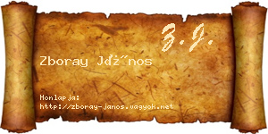 Zboray János névjegykártya